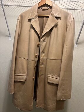 Source Unknown Beige Leather Trench Coat